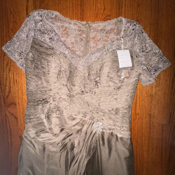 ALYCE Latte Beaded Chiffon Evening Gown – Size 20 - Picture 1 of 7